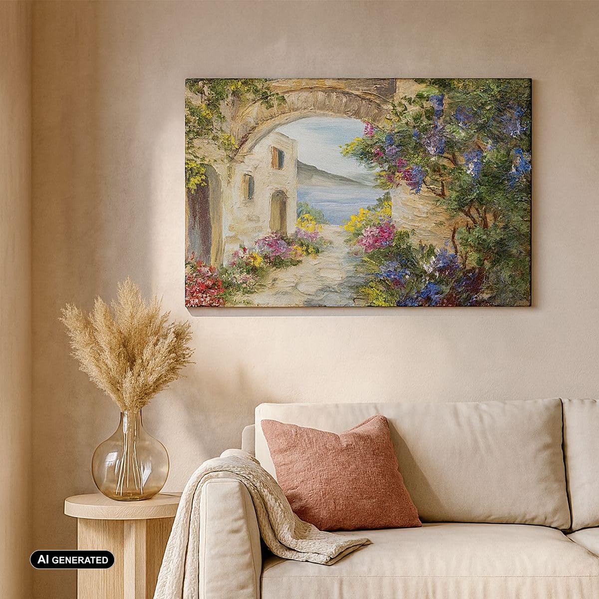 Quadri Moderni su Tela 120x80 cm Stampe da Parete Architettura Fiori - 4191 | Casa Santorini Quadro Decorativo Grande XXL 1 pezzo Soggiorno Camera da Letto Arte da Parete Decorazione da Parete ARTTOR