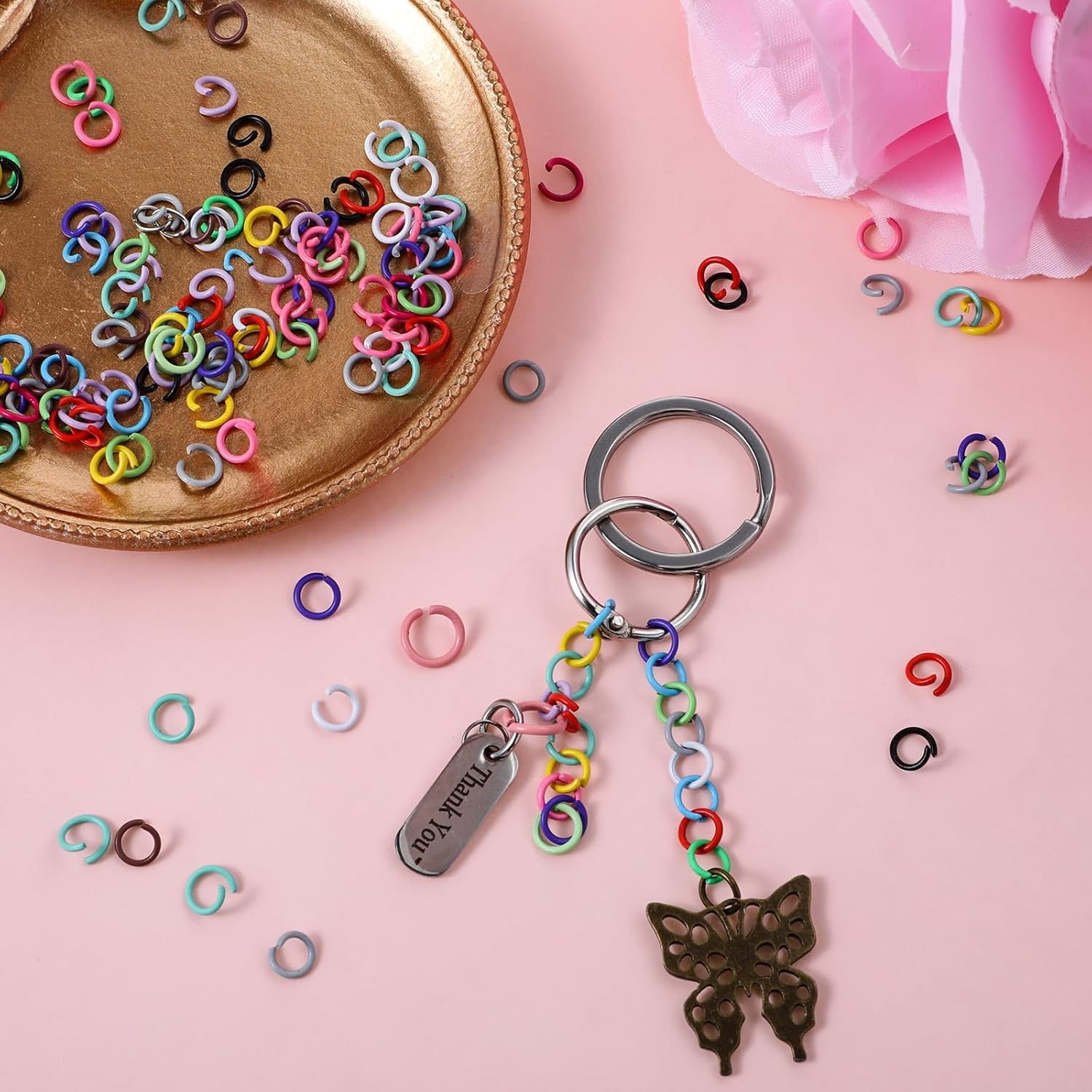 200Pcs Colored Jump Rings for Jewelry Making, 6mm Colorful Iron Open O Rings - Connectors for Keychain, Necklace, Bracelet, Earring, Pendant, Bead Charm Crafting - Image 6