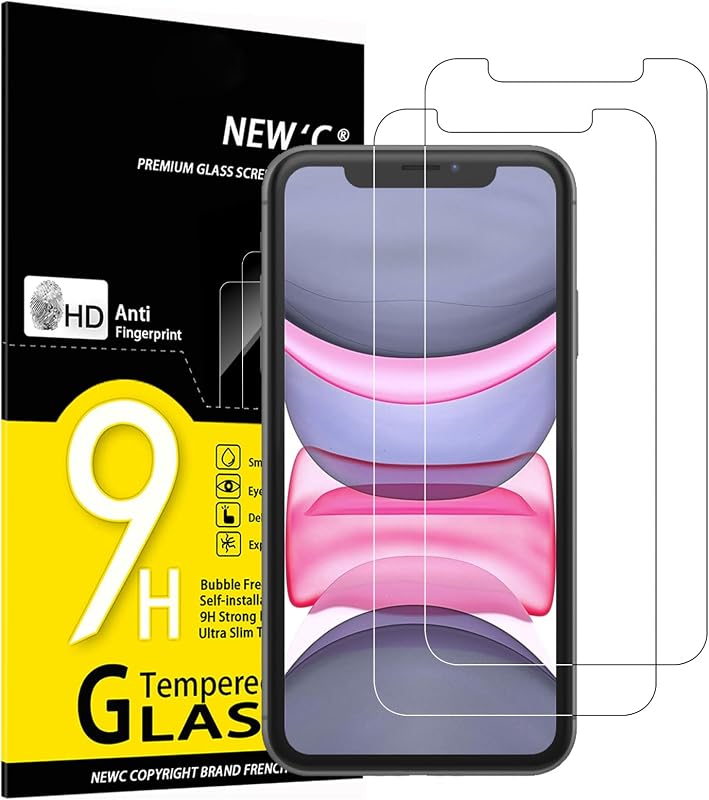 NEW'C Lot de 2, Verre Trempé pour iPhone 11 et iPhone XR, Film Protection écran - Sans Bulles d'air -Ultra Résistant (0,33mm HD Ultra Transparent) Dureté 9H Glass