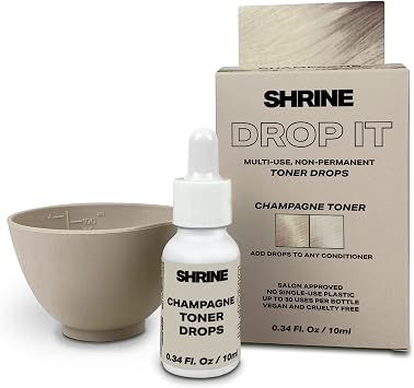 SHRINE Drop-It CHAMPAGNE Toner | Customisable Anti-Brass Toning Drops to Remove Yellow Tones | Golden Blonde Finish | Vegan, Cruelty-Free, Damage-Free Conditioning Toner | 200 drops/bottle