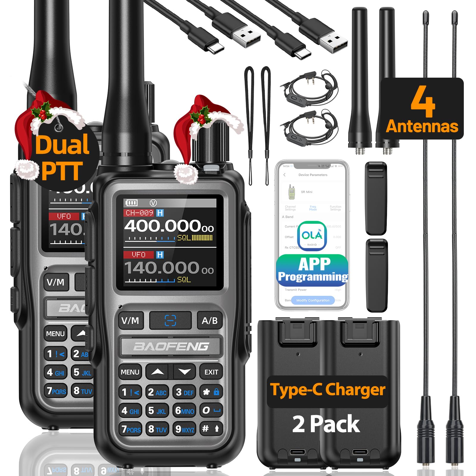 BAOFENG Radio UV-5R Mini Ham Radio Long Range Handheld Two Way Radio NOAA