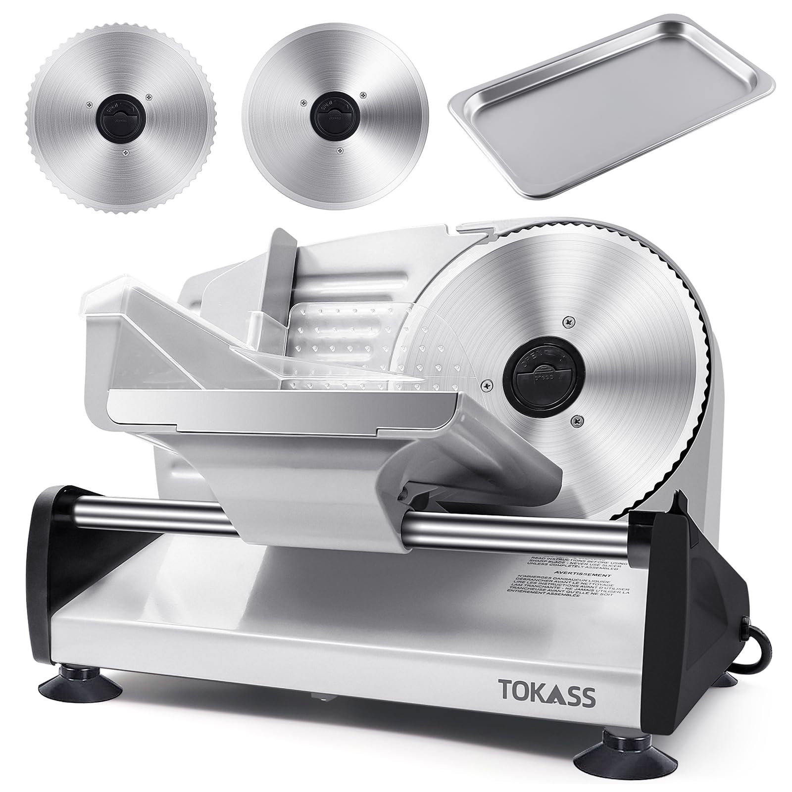 Elektrischer Allesschneider Edelstahl 200W DC Motor 0-15mm Verstellbare Küchenmaschine 2 Klingen