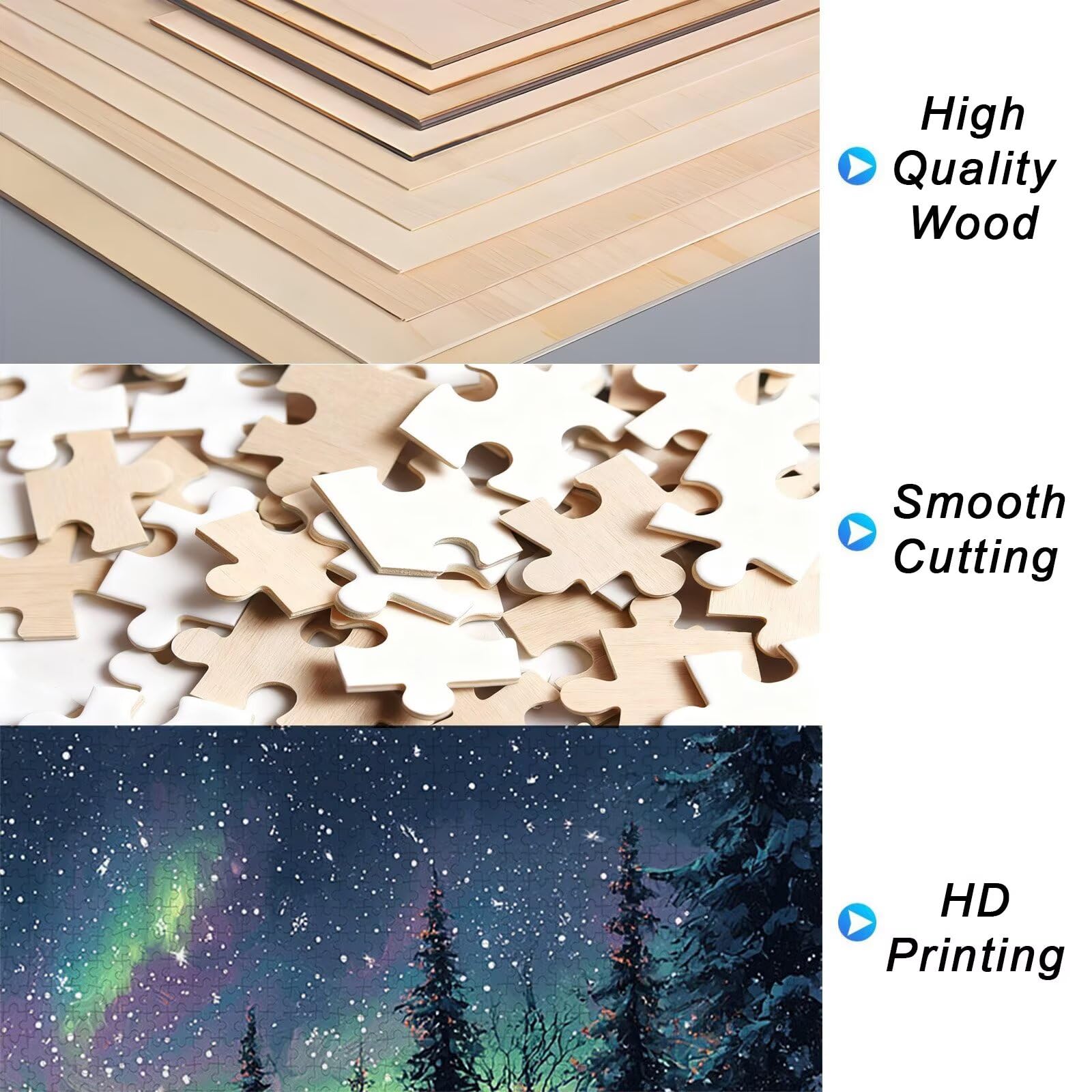 Puzzle 4000 sztuk Aurora, Starry Night Drewniane Puzzle dla dorosłych, puzzle z wykwintnym opakowaniem, rodzinne gry edukacyjne, puzzle do wystroju domu, prezent dla kobiet, prezent dla mężczyzn P-24