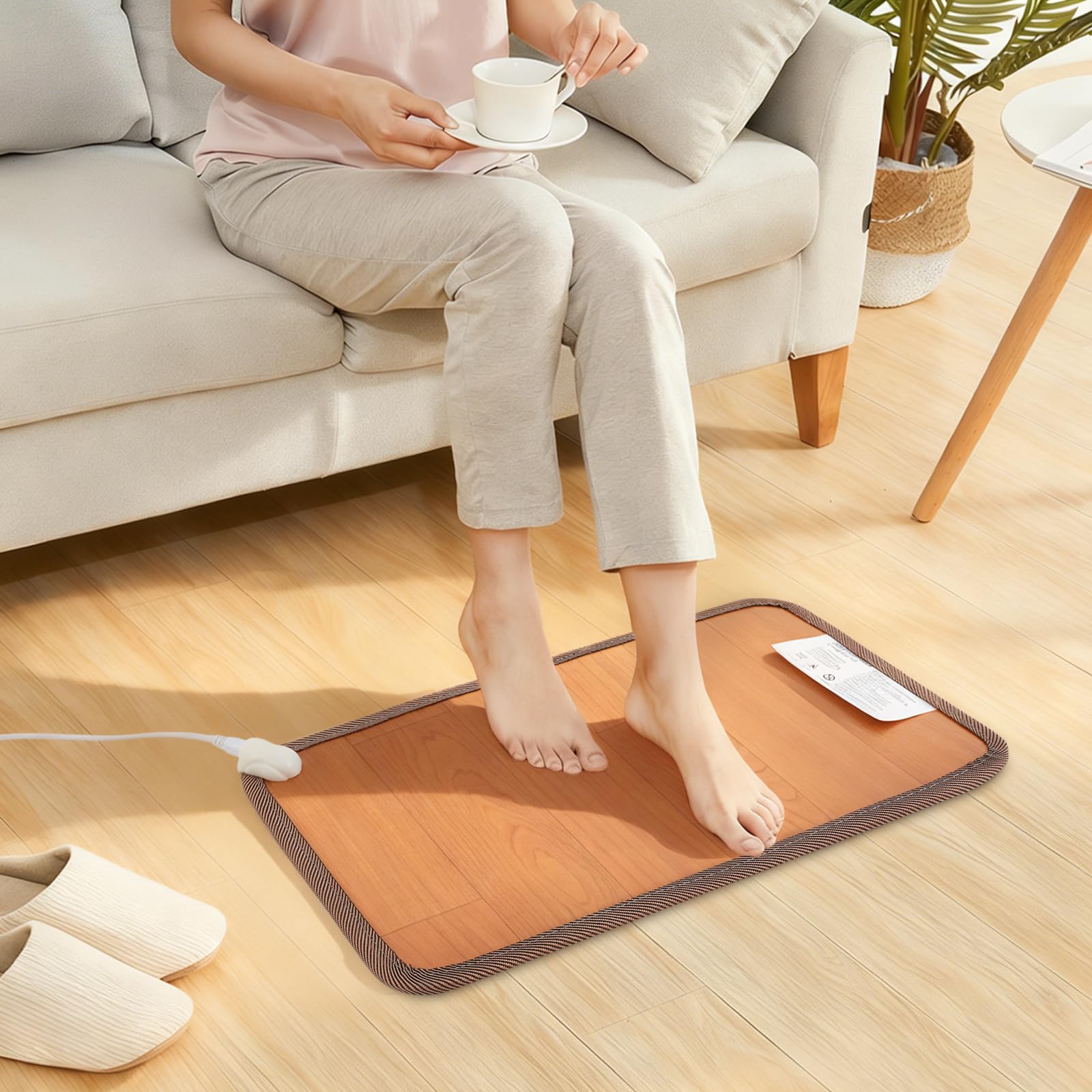 Scaldapiedi elettrico con termostato per casa, ufficio | Cuscino riscaldante per piedi, 50 W, temperatura regolabile da 20 a 50 °C, 30 x 50 cm