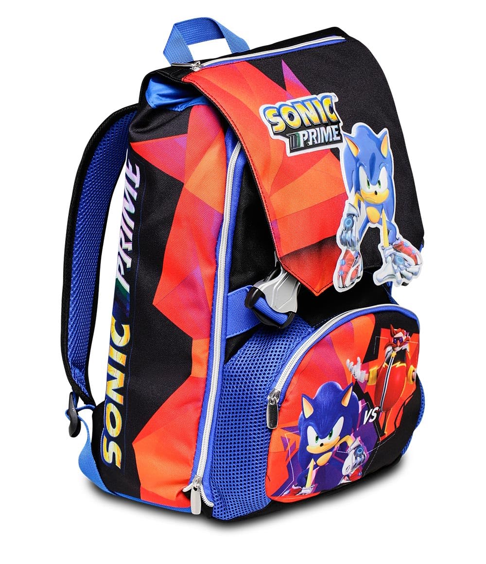 Seven Sonic Rucksack für Schule, Sport & Freizeit, Erweiterbarer Schulranzen, Geräumige Schultasche für Teenager, Kinder Mädchen und Jungen, Extra Platz, Trinkflaschenfach