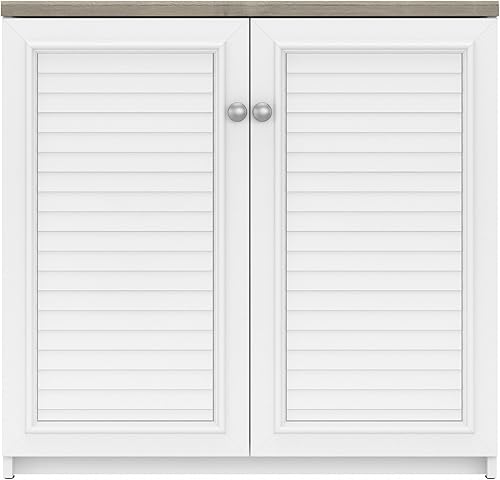 Miniatura 9 de Bush Fairview - Armario de almacenamiento pequeño de 30.71 pulgadas con 3 estantes, gris Shiplap grisblanco puro (WC53696-03)