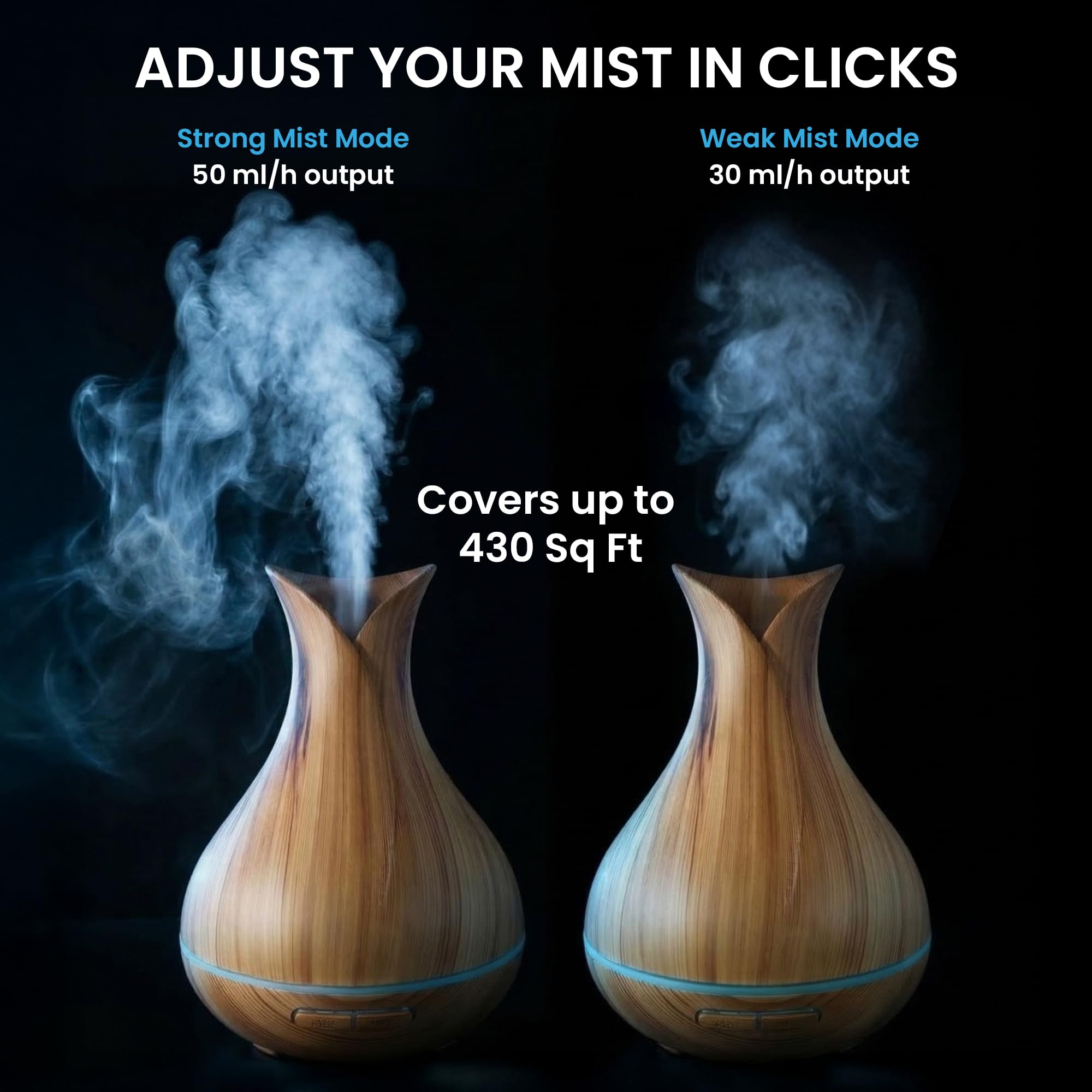 Sierra Modern Home Smart WiFi Humidifier - Aromatherapy Essential Oil Diffusers with App Control & Voice Control - Works with Alexa & Google Home - 400ml Ultrasonic Diffuser & Humidifier -: Light Brown