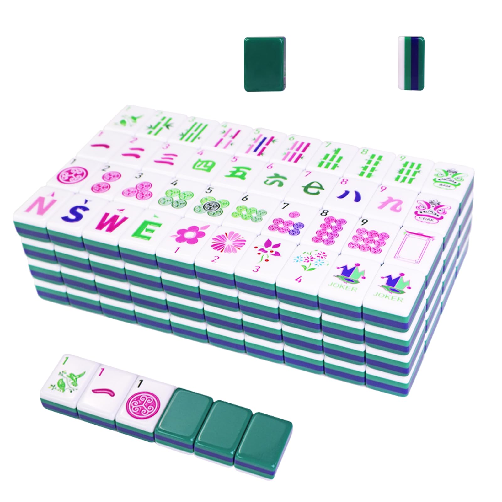 American Mahjong Game Set, Acrylic Portable Carrying Mahjong,160 Premium Green Tiles,Western Mahjong Tiles Set,Complete Ma Jong Set (Acrylic-Green)