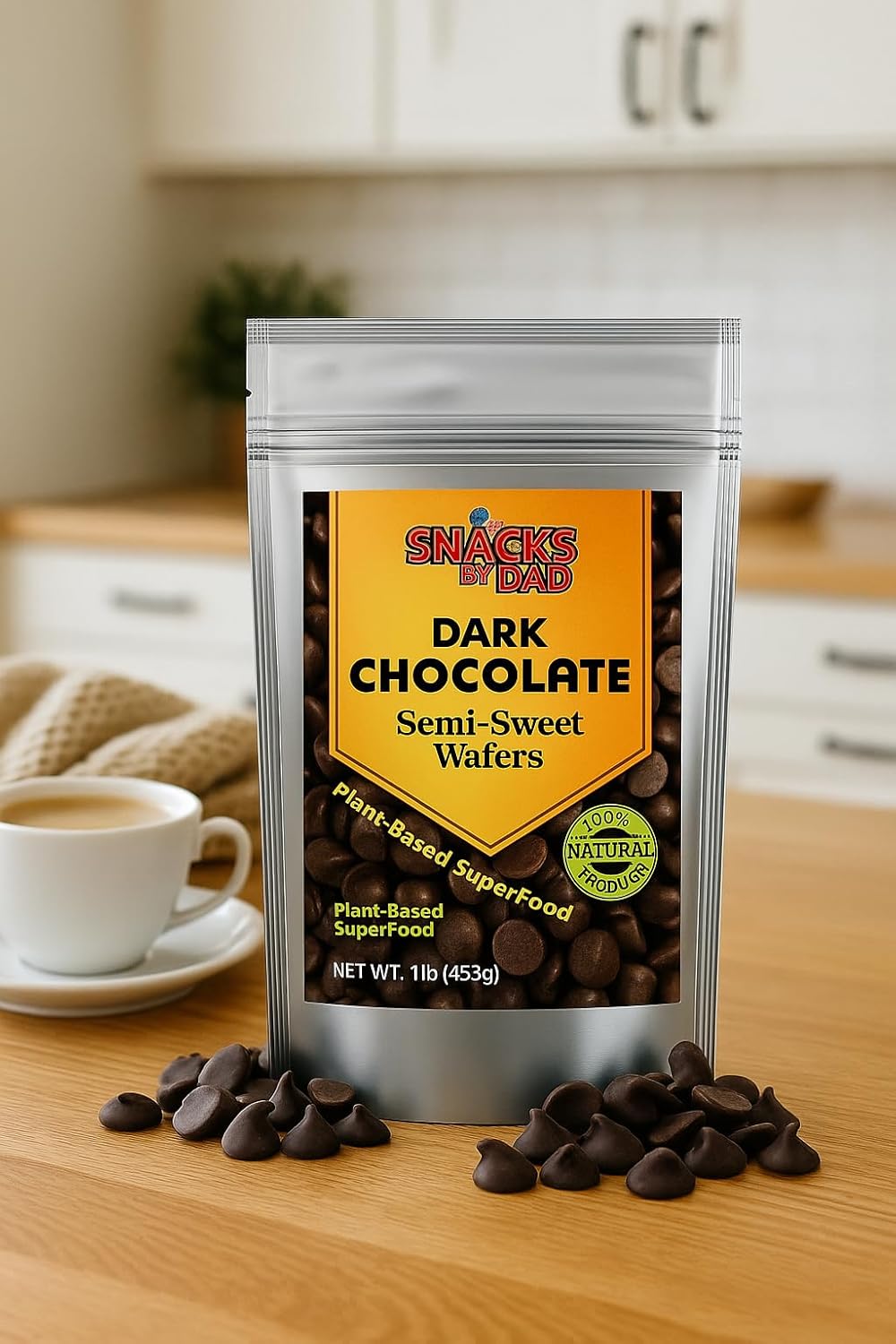 Dark Chocolate Semi-Sweet Wafers (24 oz) – Dairy Free & Soy Free, Vegan Chocolate for Baking, Melting & Snacking – Snacks by Dad