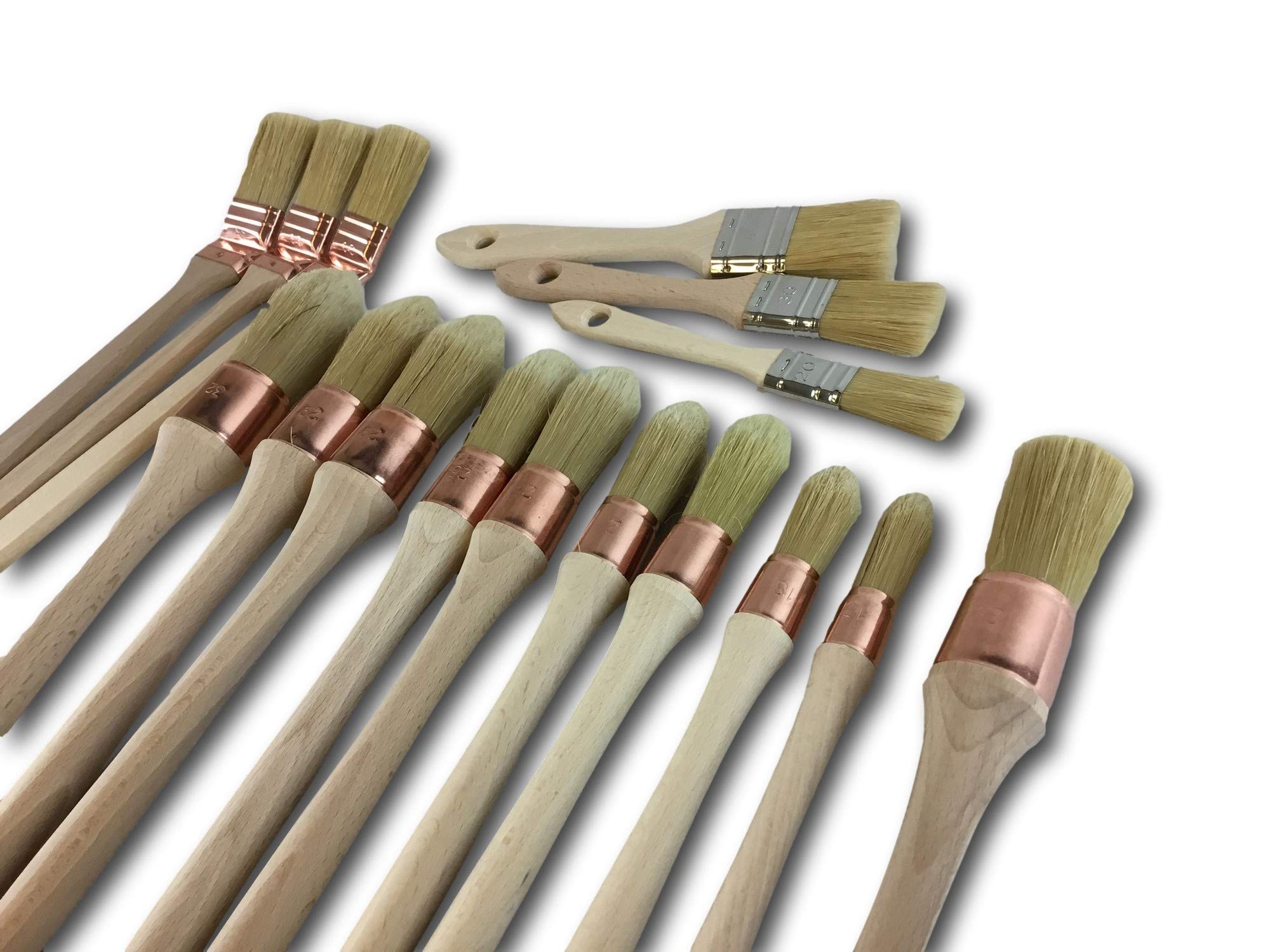 Kibros Lot 16 pinceaux Fabrication France rechampir Plats coudés vernir