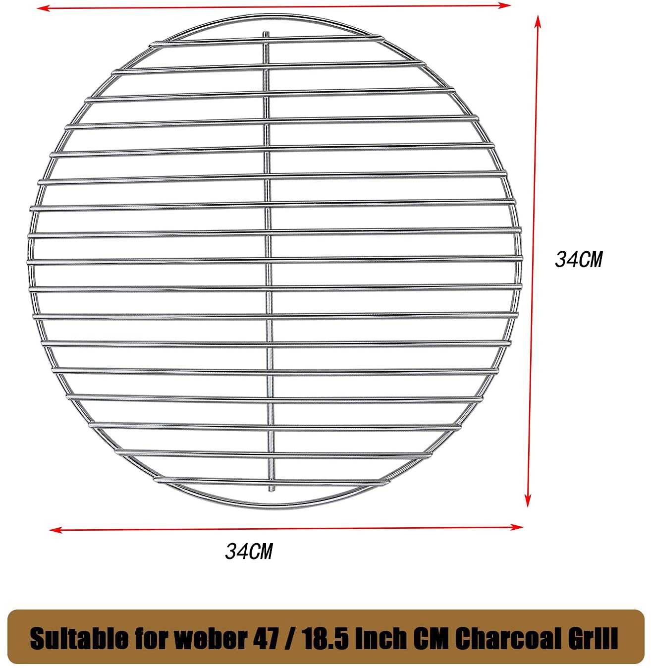 Denmay 7440 34cm Diametro Griglia a Carbone per Weber 47 cm/Griglie a Carbone da 18,5 Pollici, Adatto a Weber One-Touch, Bar-B-Kettle, Fumatore Smokey Mountain Cooker, Jumbo Joe, Bollitore Originale
