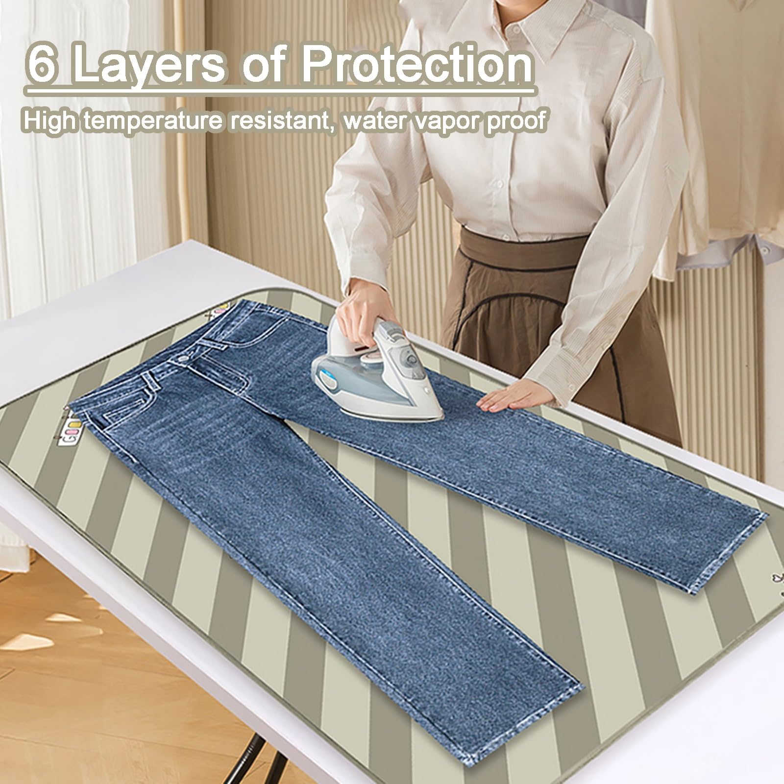 Telo per Stirare sul Tavolo - Design di Protezione a 6 Strati - Telo da Stiro per Tavolo Resistente al Calore con Cuscinetto in Silicone(Size:31 * 24in/80 * 60cm)