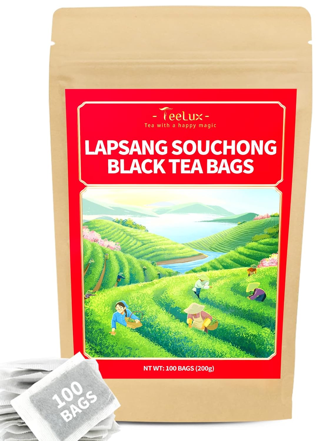 Té Negro Lapsang Souchong Ahumado, 100 Saquitos