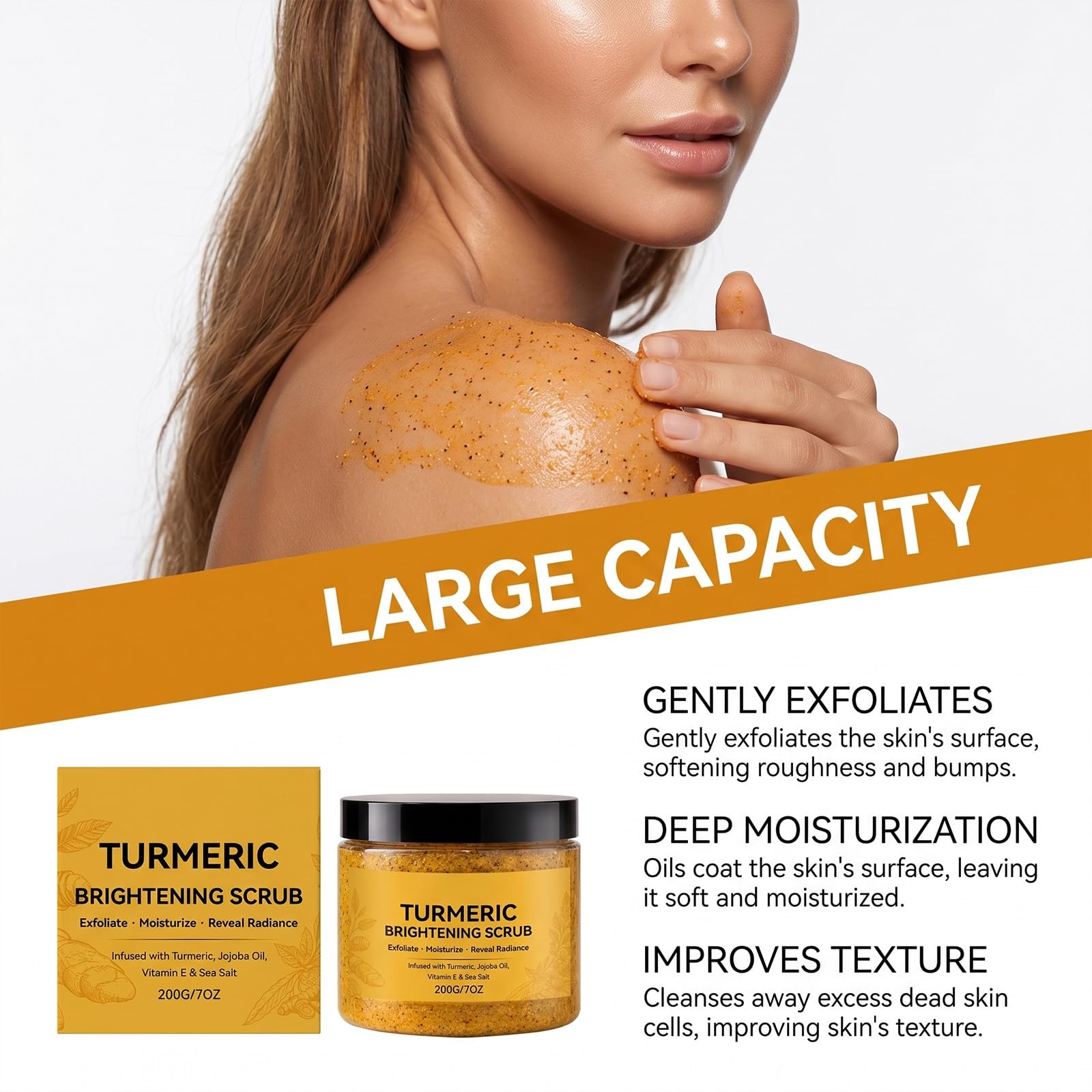 Peeling-Körperpeeling für holprige Haut, feuchtigkeitsspendendes Kurkuma-Körperpeeling, sanftes, glättendes, peelendes, aufhellendes Körperpeeling, tiefes Peeling-Gesichtspeeling (4pcs)