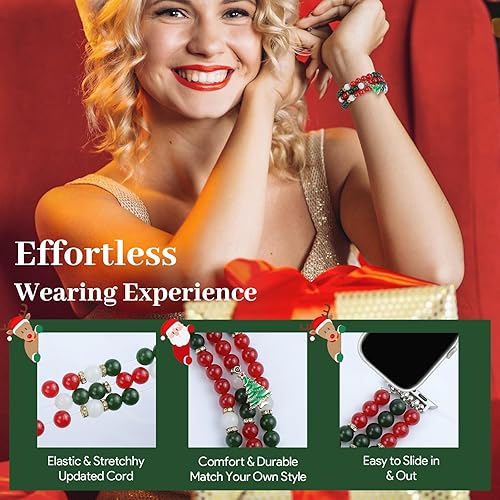 Miniatura 62 de JR.DM Natural Stone Beaded-Bands Women Compatible with Apple Watch Series 11 10 9 8 7 6 5 4 SE 3 2 1 Fashion Stretch Handmade Bracelet Fancy Boho