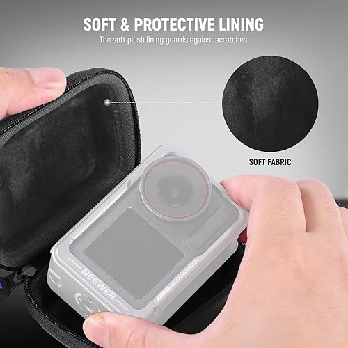 Miniatura 4 de NEEWER Funda de transporte compatible con DJI OSMO Action 5 Pro 4 3, bolsa de almacenamiento pequeña con mosquetón compatible con GoPro Hero 13 12