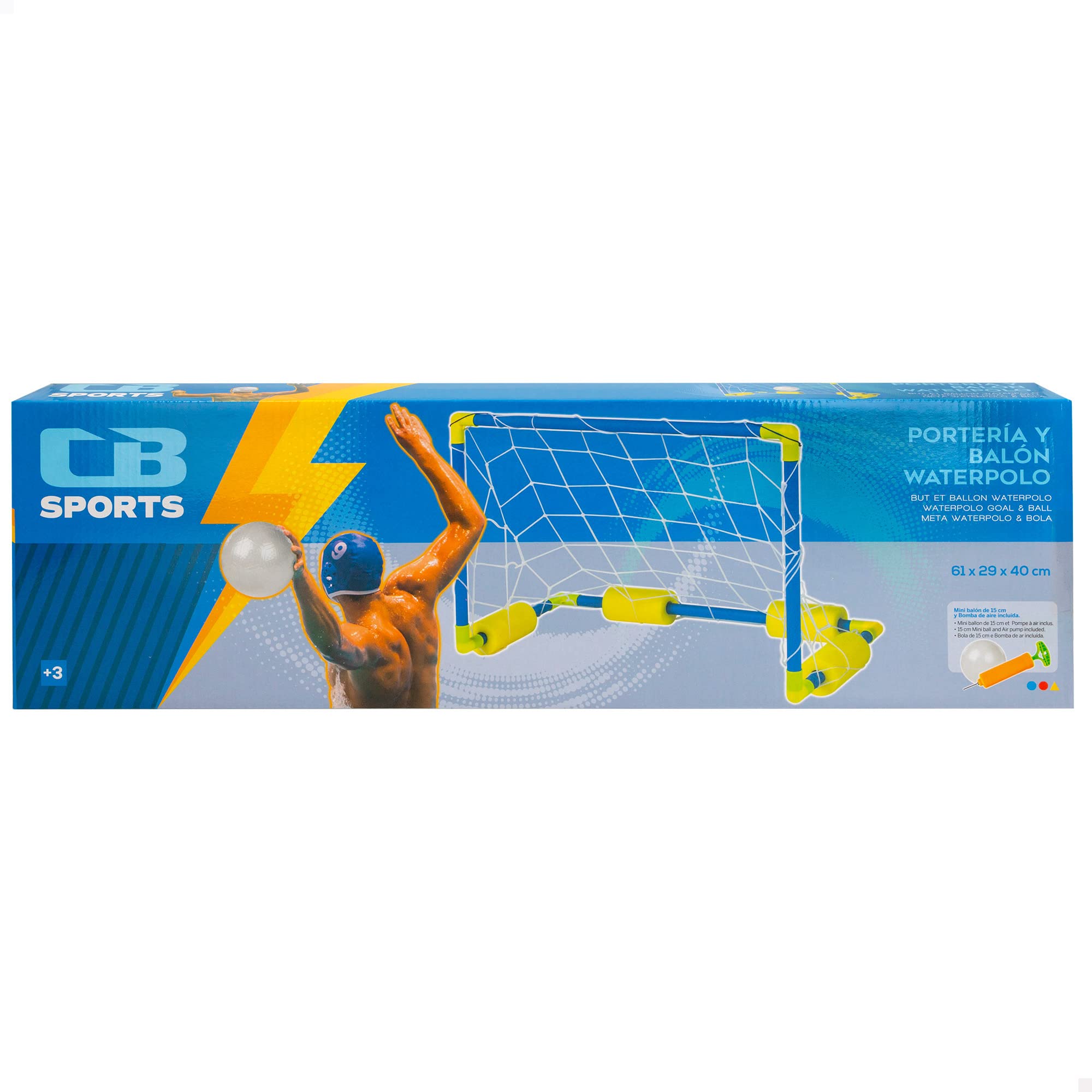 ColorBaby CB Toys 42684 But de Water-Polo pour Piscine, 61 x 29 x 40 cm, Ballon Gonflable, gonfleur, 3 Ans, Jeux d'extérieur, Jeux d'été, CB Toys