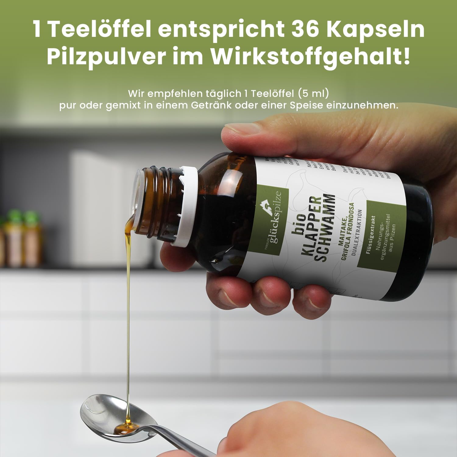 Bio Maitake Flüssigextrakt hochkonzentriert - Dual-Extrakt auf Glycerin Basis - hochdosiert, alkoholfrei - 100 ml - Grifola frondosa Vitalpilze Extrakt - AT-BIO-701
