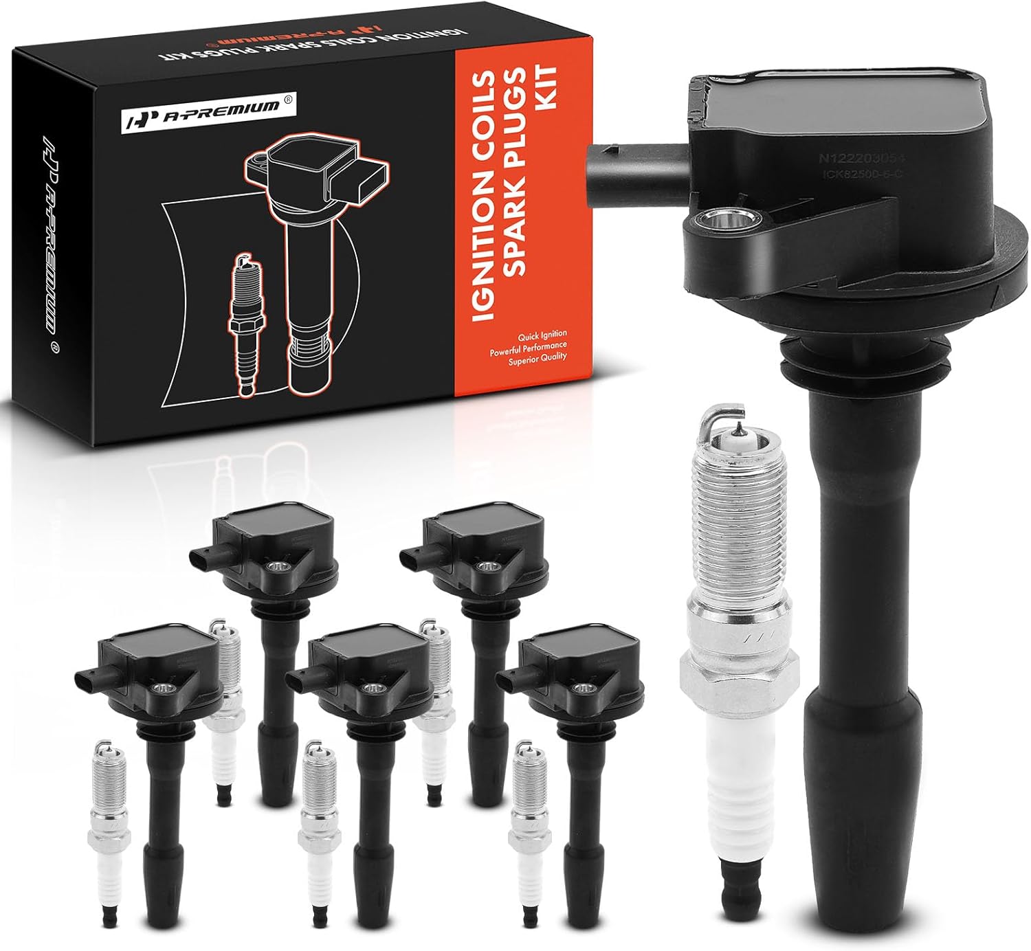 A-Premium Set of 12 Ignition Coil Pack and Iridium Spark Plugs Compatible with Ford F-150 2018-2021, Explorer 2020-2023, Transit-150/250/350/350 HD 2020-2024, Police Interceptor Utility 2020