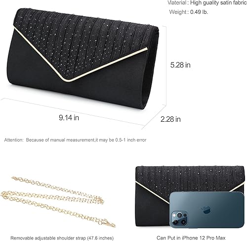 Miniatura 6 de Bolsos de mano para mujer bolsos de noche y bolsos de mano para mujer bolsos de noche y bolsos de mano de noche A4-negro, A4-champán, A4-azul