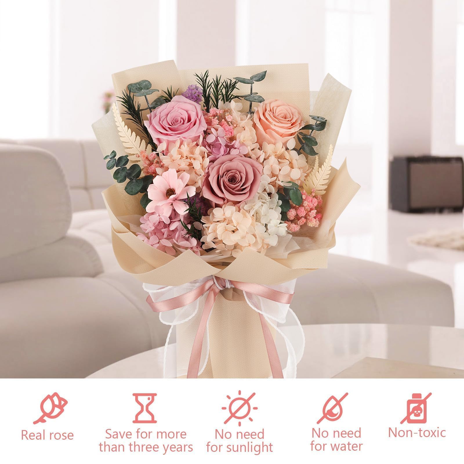 TYL&TYS Konservierter Blumenstrauß, Ewige Rosenstrauß Romantisches Infinity Rose Geschenk, Perfekt für Geburtstag, Jahrestag, Hochzeit, Weihnachten, Valentinstag,für FrauenFreundin, Ehefrau, Mama zum
