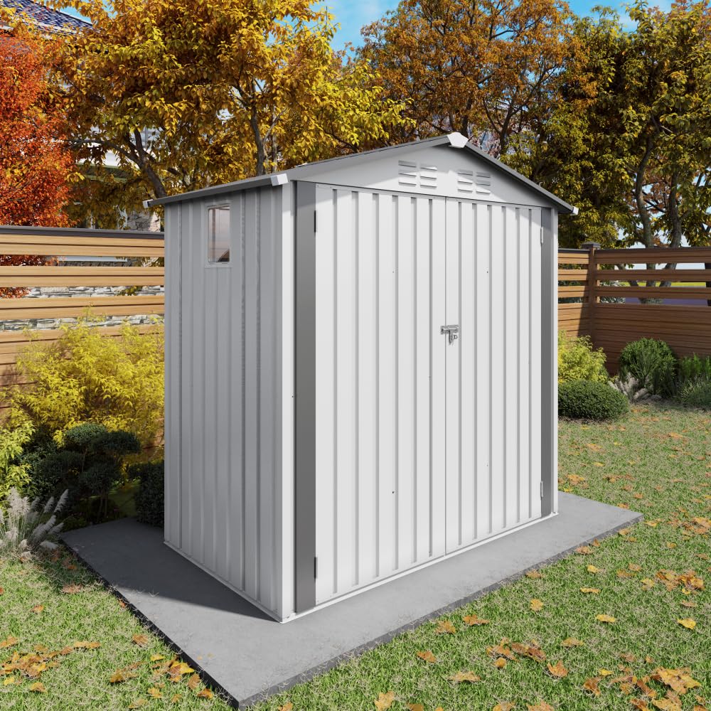 Premium Heavy-Duty Metal Carport with Galvanized Steel Roof and Reinforced Frame for Outdoor Vehicle and Equipment Shelter (6x3.6FT+White+Gray)