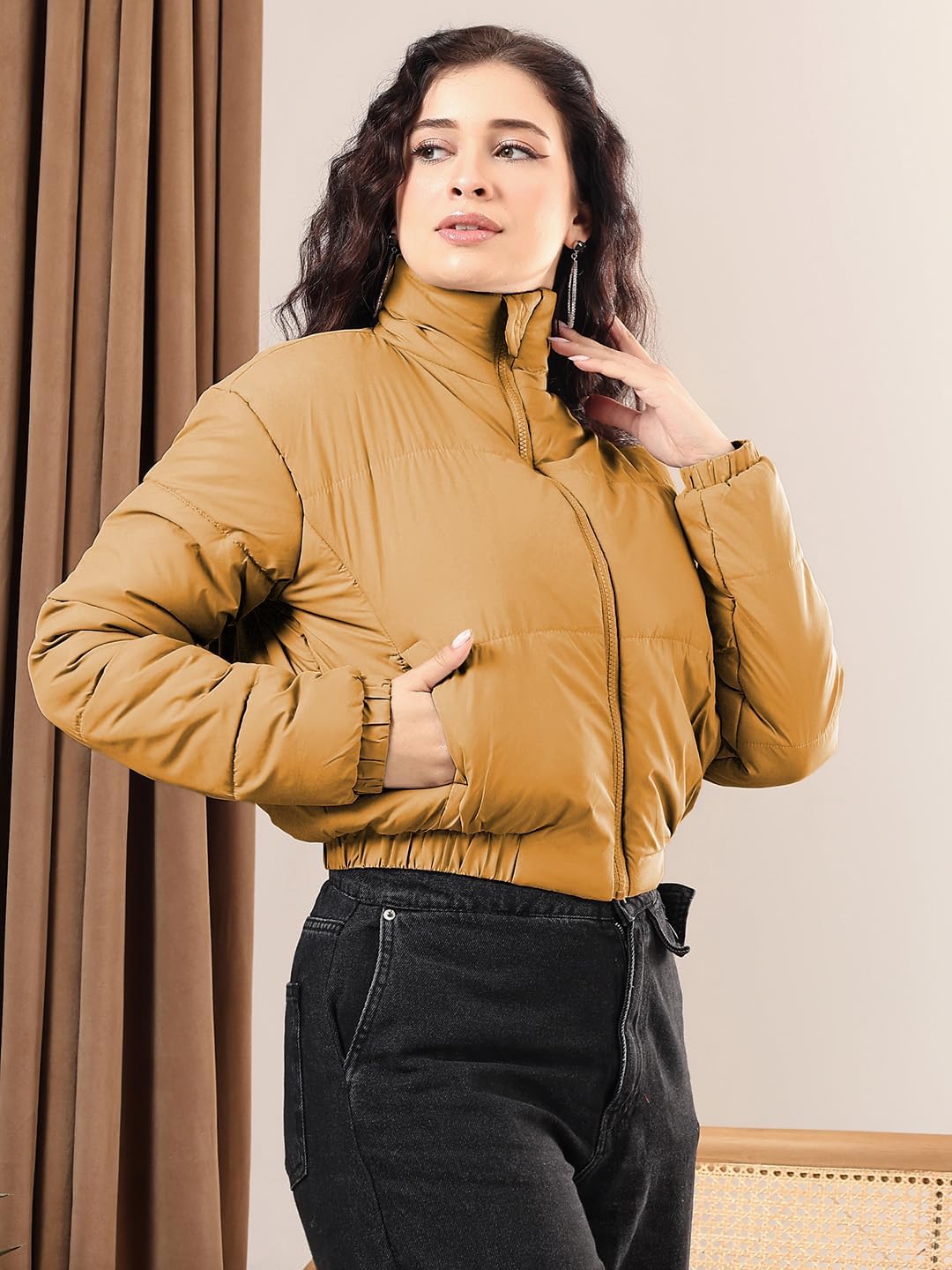 KOTTY Piumino leggero da donna, elegante, invernale, caldo e confortevole (beige, XL)