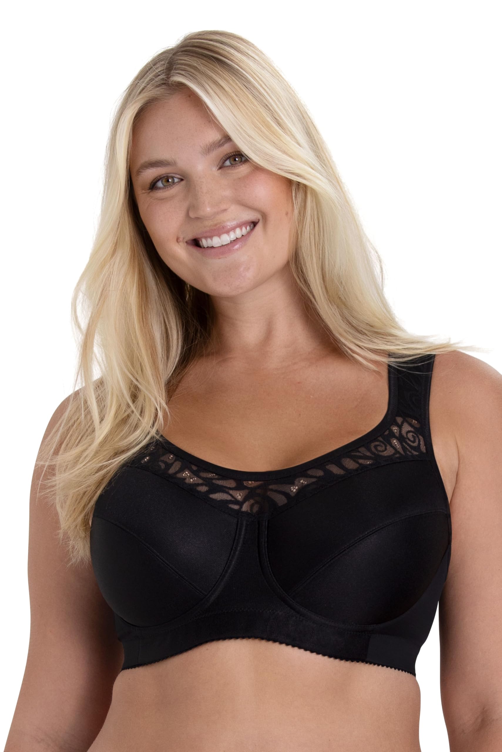 Miss Mary of Sweden Cotton Simplex Underwired Bra - Ultimate Comfort with a Sporty Elegance 44F Black