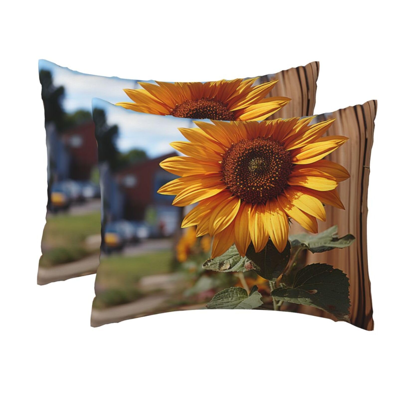 2 Pack Standard Size Pillow Cases for Hair and Skin Soft Breathable Pillow Case Covers with Hidden Zipper Farm Sunflower Pillowcase 20x26 Inches Pillow Cover for Sleeping Gift