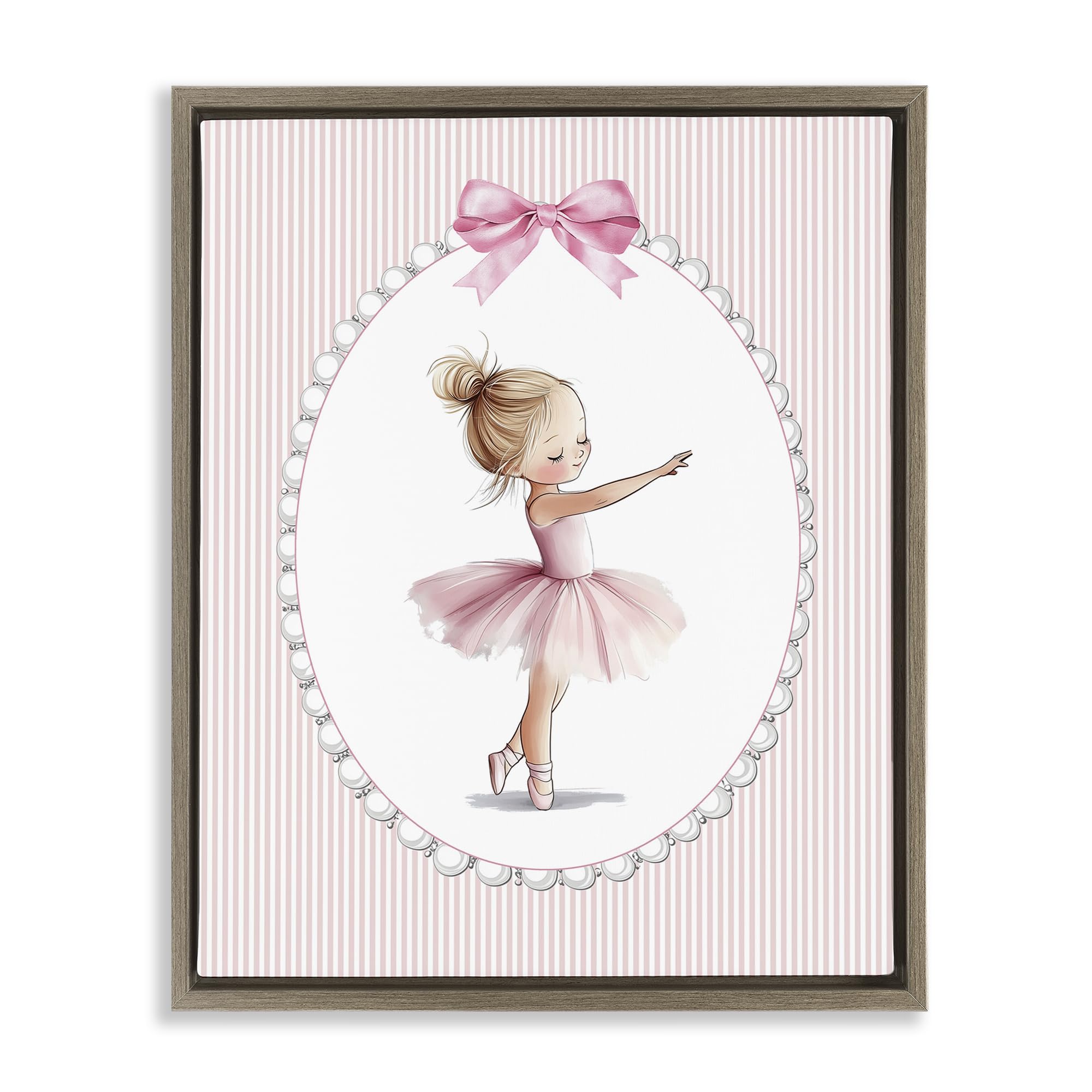 Stupell Industries Montalcino Elm (Textured) 'Blush Pink Ballerina'| Floating Frame Canvas Art