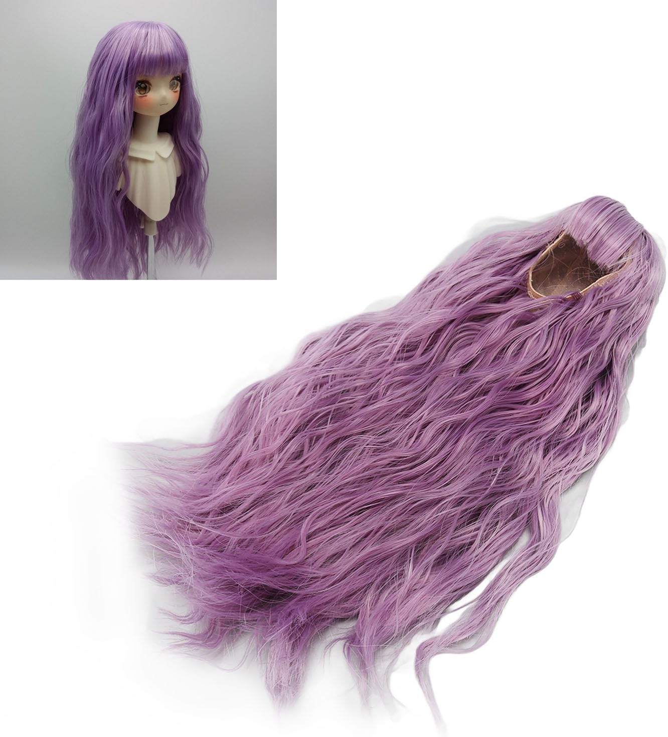 1/3 BJD Doll Wig, Wig Doll Replacement, Long Curly Doll Hair Wig with High Elasticity Inner Mesh for 8.3‑9.4in Doll, Doll Making Supplies ()