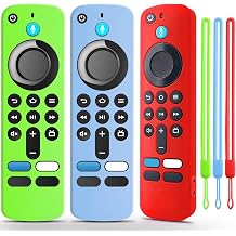 3 Pack OneBom Silicone Remote Cover for newestmodel Stick HD, 4K Remote Controls, Glow in The Dark, Anti Slip Shockproof Protective Remote Case with Lanyard Glow Green&Glow Blue&Dark Red