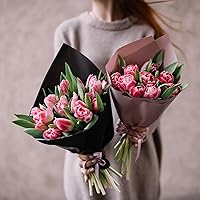 Vista 7 de MECCANIXITY 10 piezas de papel de regalo de flores de doble cara amarillo-verde + champán de 22.8 x 22.8 pulgadas, impermeable para suministros