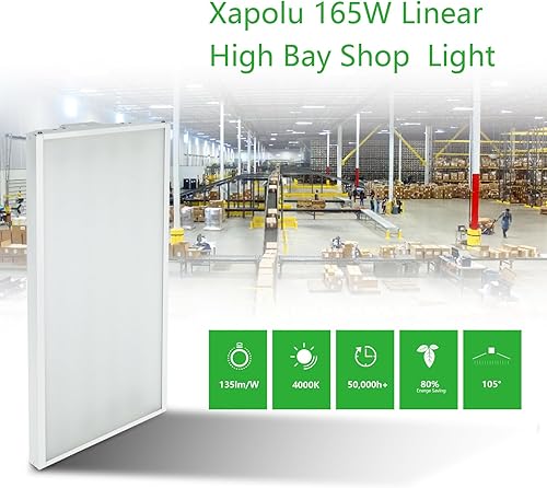 Miniatura 2 de Xapolu Luz LED de 2 pies para tienda de bahía alta, 165 W, 22275 lm (560 W Eqv. MHHPS), 4000 K 0-10 V regulable lineal de alta bahía para almacén de