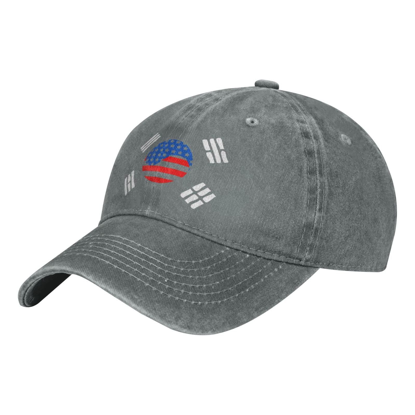 Maikeway Korean American Flag Hat Teen Cowboy Baseball Cap Adjustable Casual Trucker Hats Sunhat