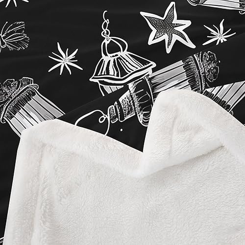 Miniatura 4 de Manfei Manta negra de moda con estampado de mariposas para sofá, manta de cama en blanco y negro para decoración de habitación de niños y niñas,