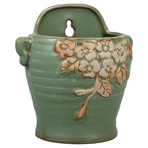 Vintage Ceramic Hanging Wall Planter Retro Flowerpot for Small Succulents