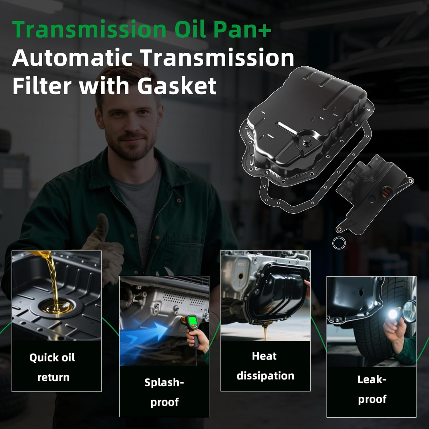 Transmission Oil Pan+Automatic Transmission Filter with Gasket, for Toyota Camry 10-13, for Highlander 09-10/14-18, for Rav4 13-18, for Venza 09-15, 2.5/2.7L, 35106-0R010 35330-73010