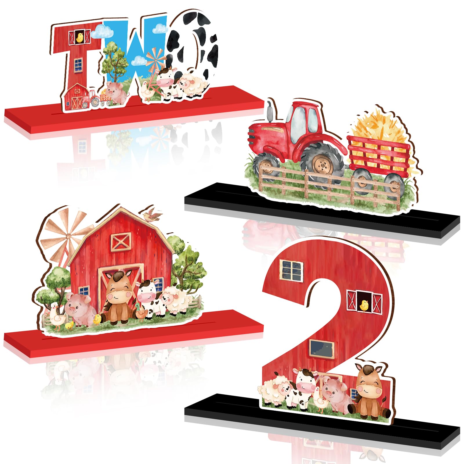 Photo 1 of TagreSpike Farm Animal 2nd Birthday Table Centerpieces (4 Pcs)