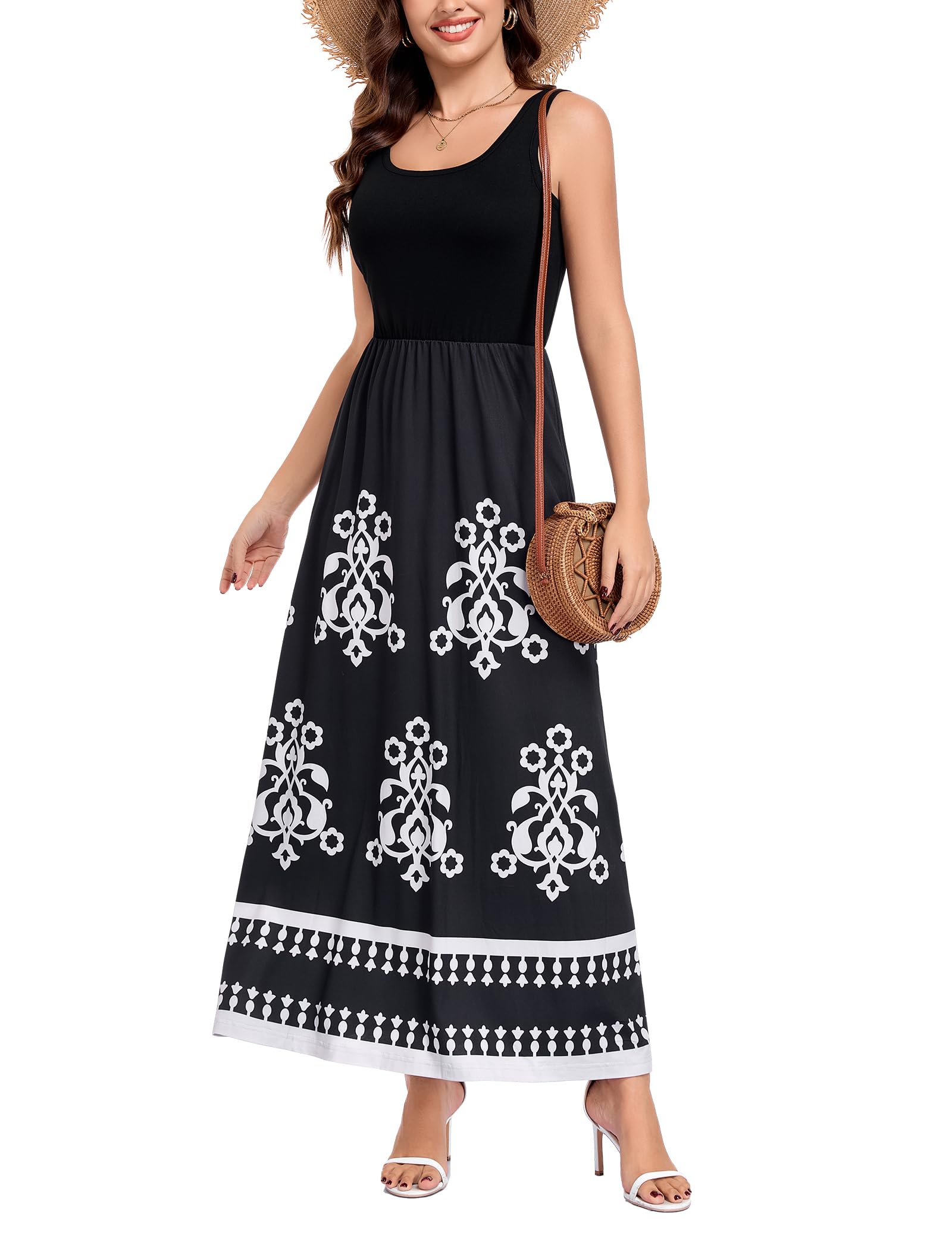 Lacavocor Womens Summer Maxi Dress Tank Top Sleeveless Long Dresses