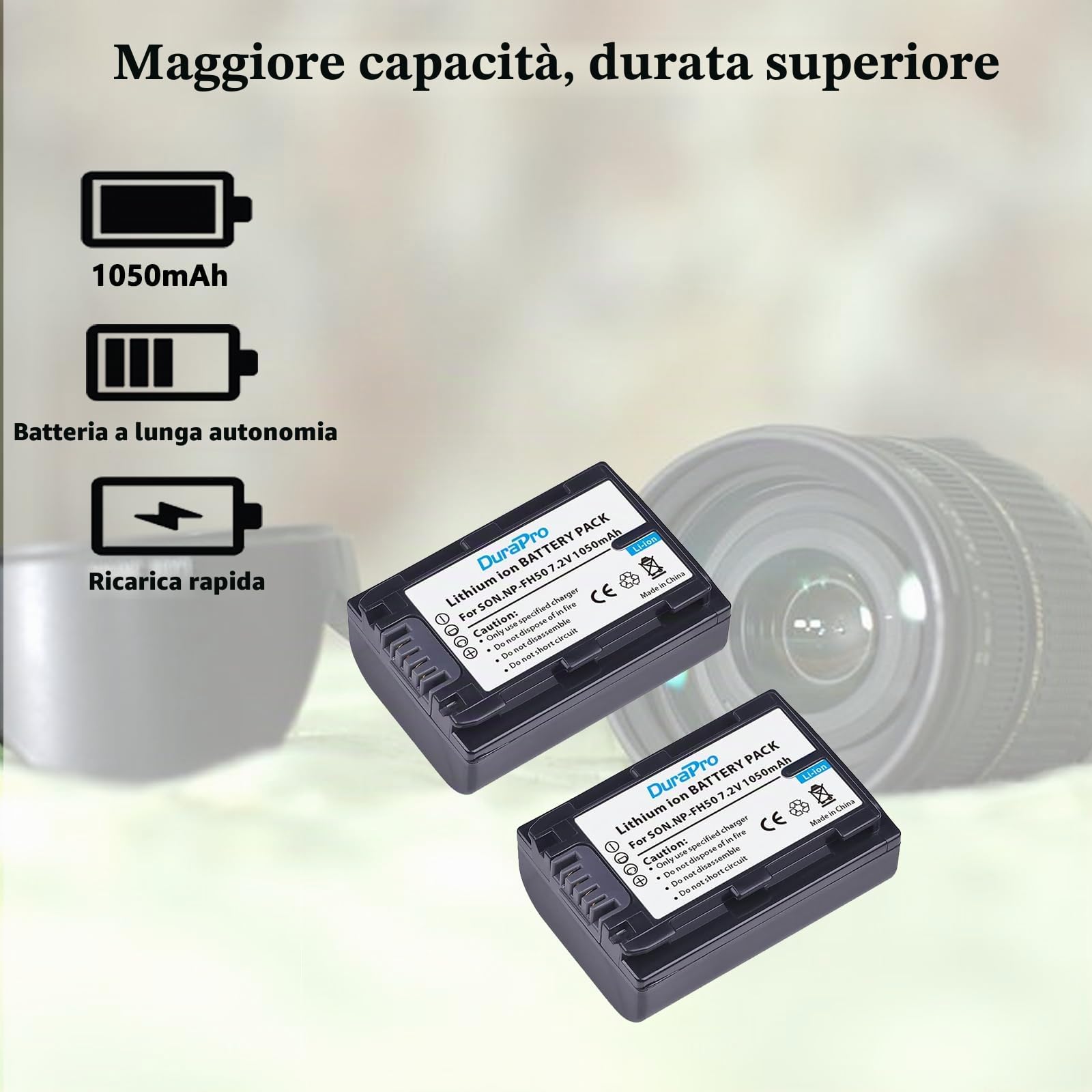 DuraPro 2 batterie NP-FH50 NP FH50 + caricabatteria USB LCD per Sony NP-FH30,NP-FH40,NP-FH50,NP-FH60,NP-FH70,NP-FH100;Serie H;Sony DCR-SR32,DCR-SR33,DCR-SR35,DCR-SR36,DCR-SR48,DCR-SR52 Handyc