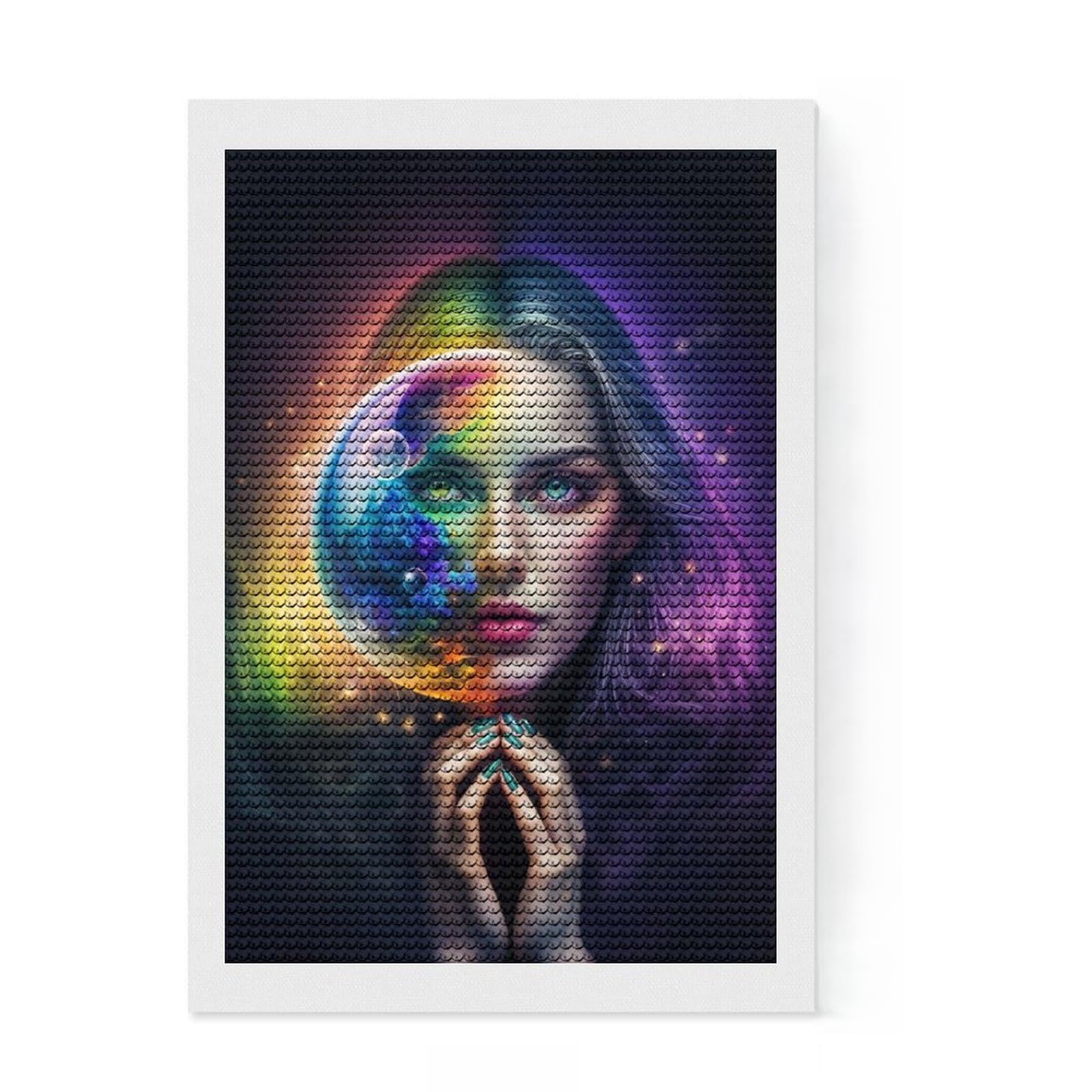 Junmoney The Seer Round Drill Diamond Painting 8"x12", Decorate Your Room, Sparkling Round Gems, Adhesive Canvas, Bedroom Decor