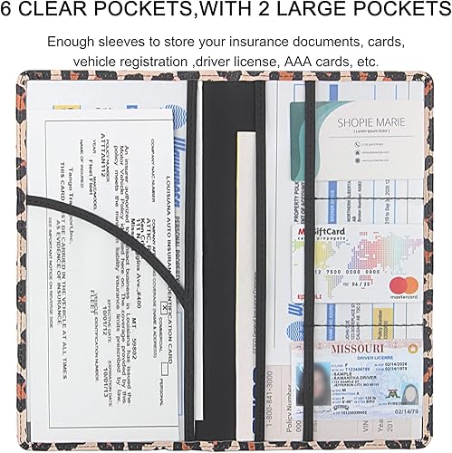 Miniatura 11 de Tarjetero de alta calidad para registro y seguro de automóvil con cierre magnético, organizador de coche para documentos, tarjetas, licencia (negro)