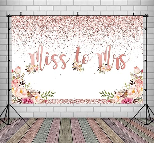 Lofaris Telón de fondo de fotografía de despedida de soltera de oro rosa con purpurina floral rosa confeti boda novia para ser compromiso,