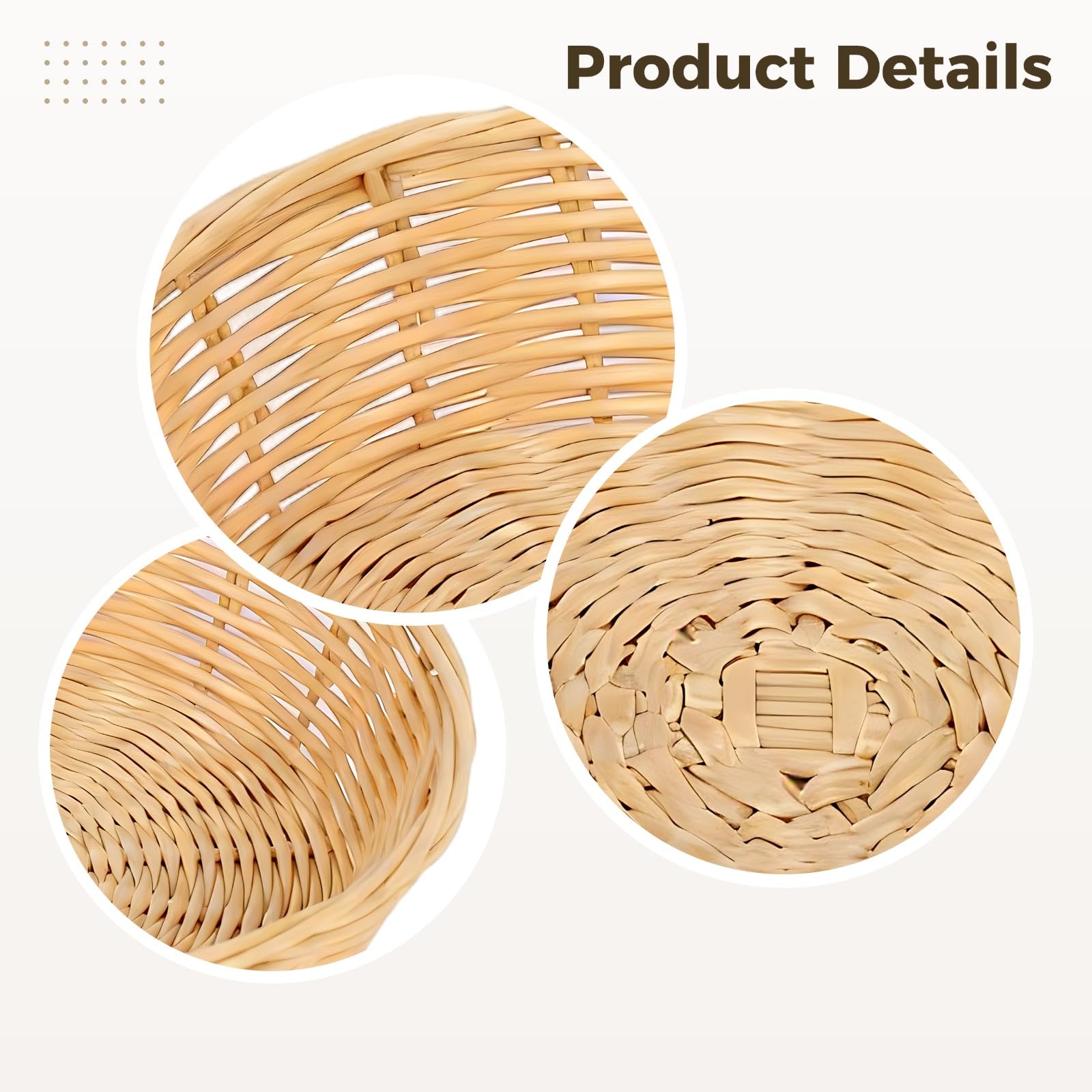 Lot de 10 paniers de service ronds, 22 cm, panier tressé effet rotin en plastique pour fruits, légumes, bonbons et snacks, rangement pour petits objets, jaune, pour cuisine, restaurant, table