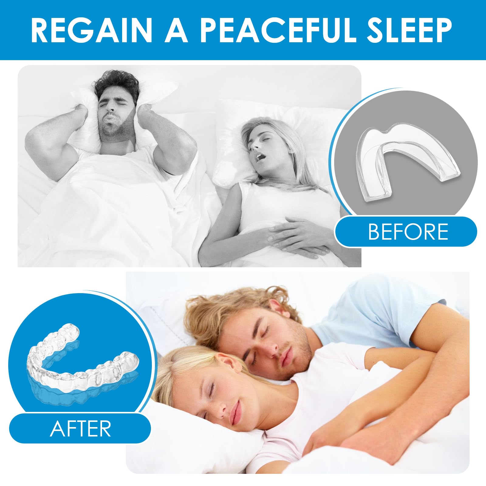 Férula Descarga Bruxismo Moldeable 4 Piezas, 2 Tamaños, Kit Protección Dental con Caja Higiene, Protector Bucal Dormir