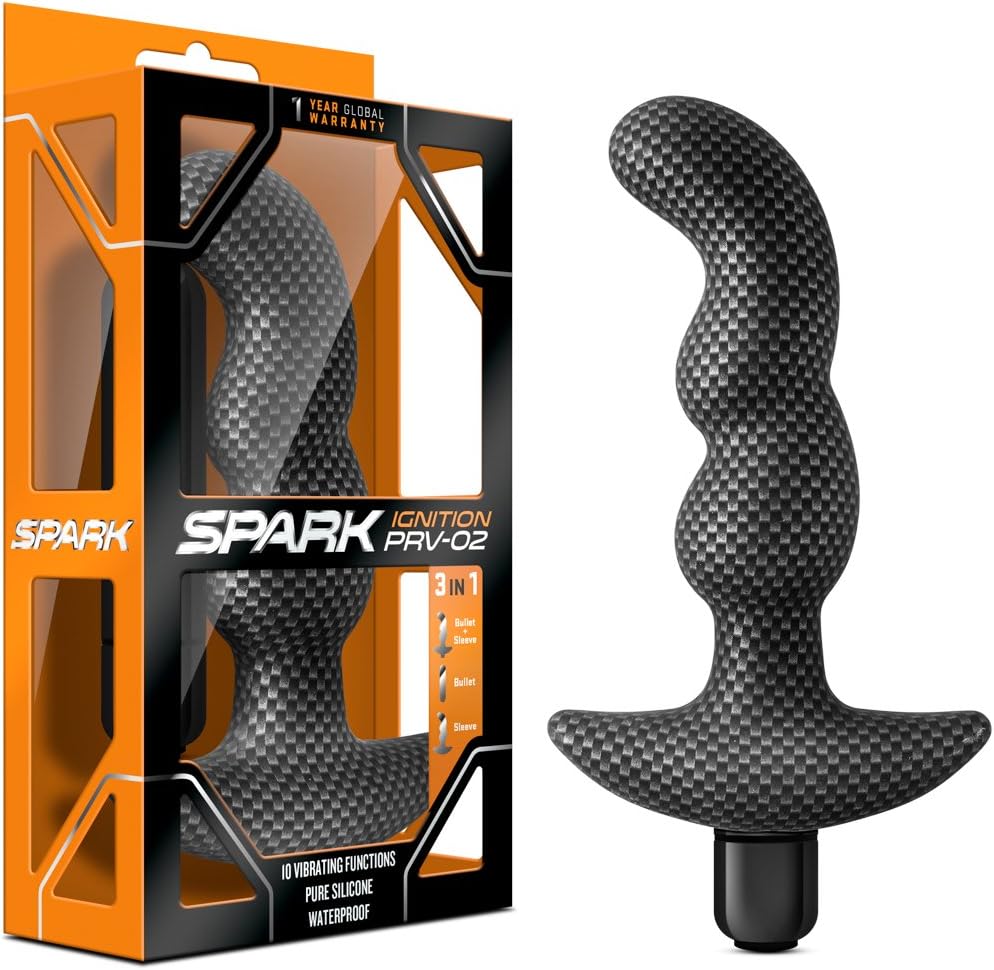 Blush Spark Ignition PRV-02 Vibrating 6" Silicone Butt Plug - G P-Spot Stimulator Massager - 10 Vibe Modes, IPX7 - StayPut Secured Design Anal Dilator Plug - Adult Sex Toy for Women Men Couples- Black