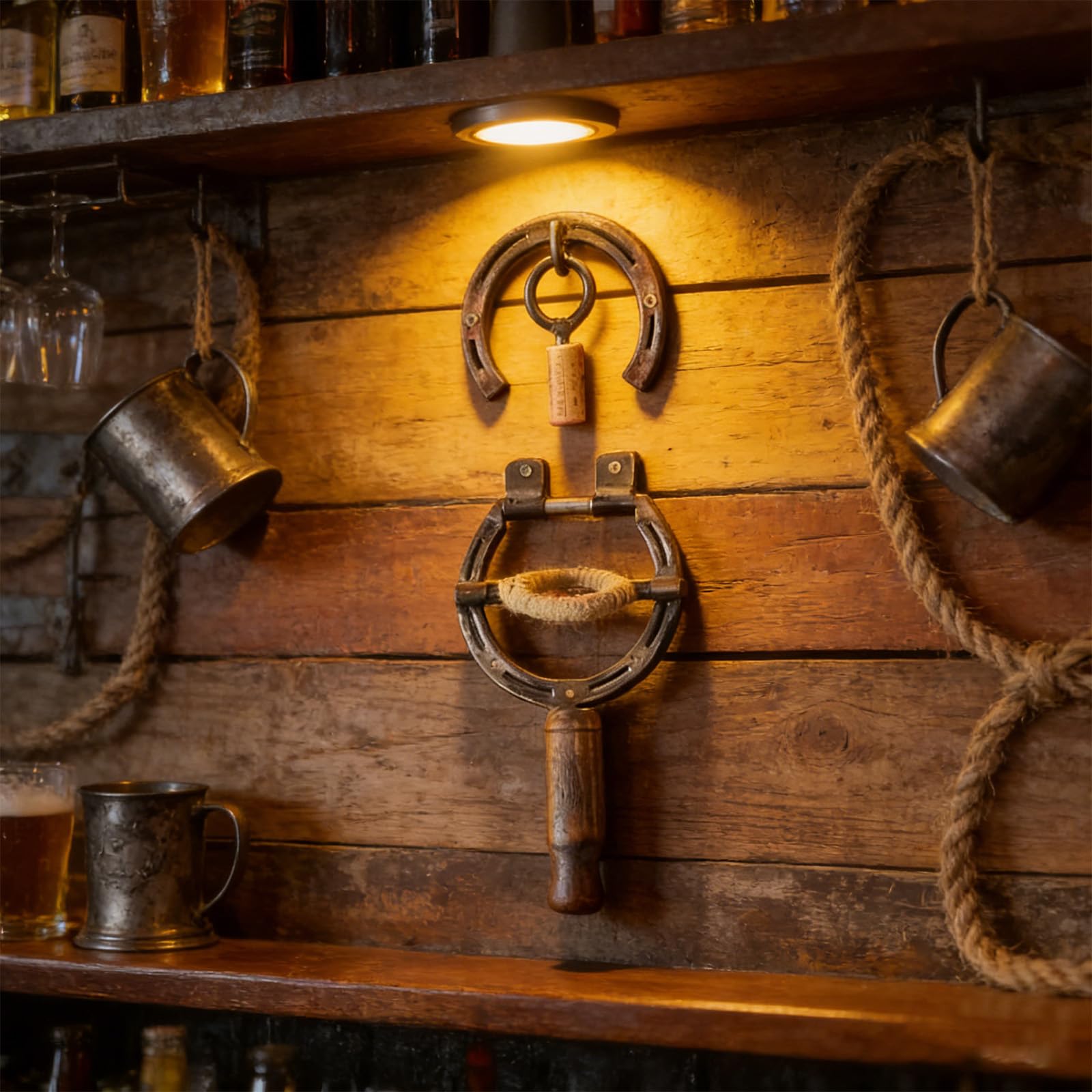 Unique Farmhouse Industrial Horseshoe Wall Mounted Wine Bottle Opener Decorative Fattoria Wall Art Decors
