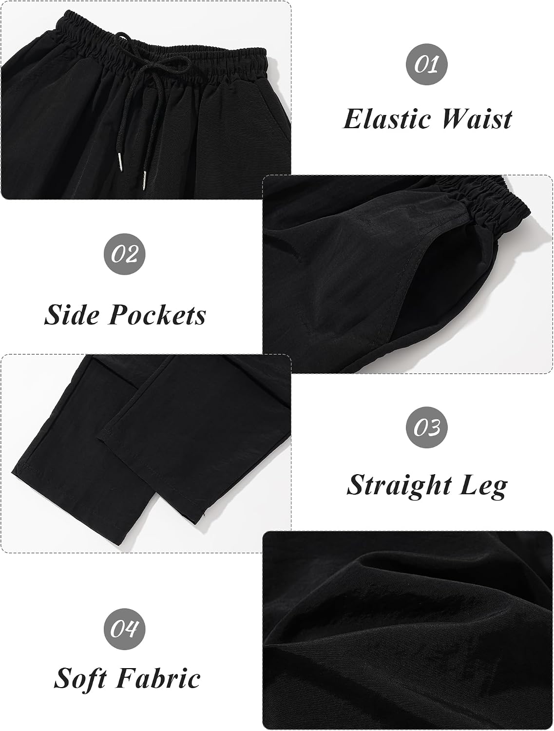 Girls Parachute Cargo Joggers Hip Hop Running Pants with Pockets 5-14Y