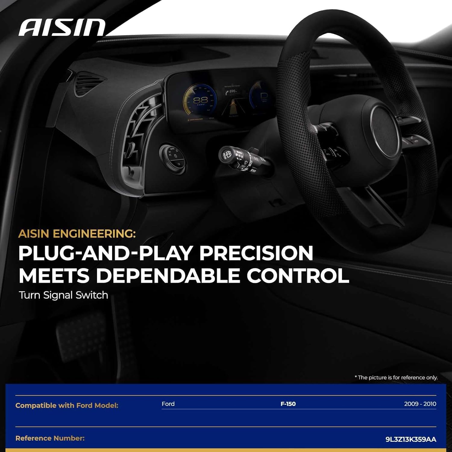 AISIN AFTERMARKET TSSFD-00384 Turn Signal Switch Multi-Function Combination Switch - Compatible with Ford F-150 2009-2010 - with 14-Blade